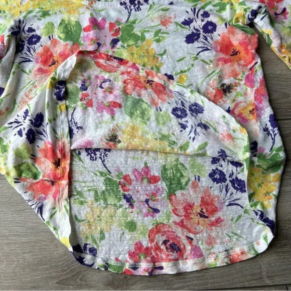 Ralph Lauren Pure Linen Floral Print Short Sleeve Blouse - Picture 11 of 14